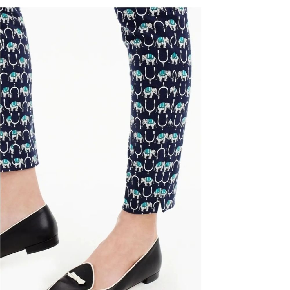 J. CREW Blue Elephant Print Pants size 0 - Picture 7 of 10